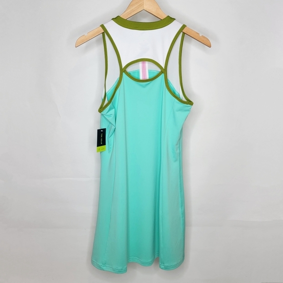 Tek Gear Zip-Up Tennis Dress Aqua Stone Colorblock Spring Pink White Lime - Picture 4 of 10